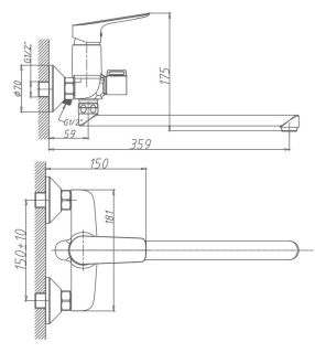 Смеситель для ванны Haiba HB22506 хром
